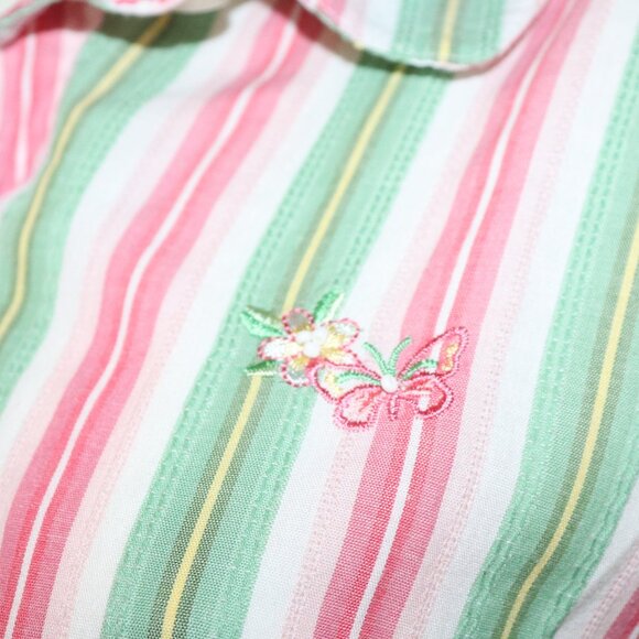 🌸💚🧵 Alfred Dunner Shirt · Embroidered Stripes · Size 16 - Picture 4 of 7